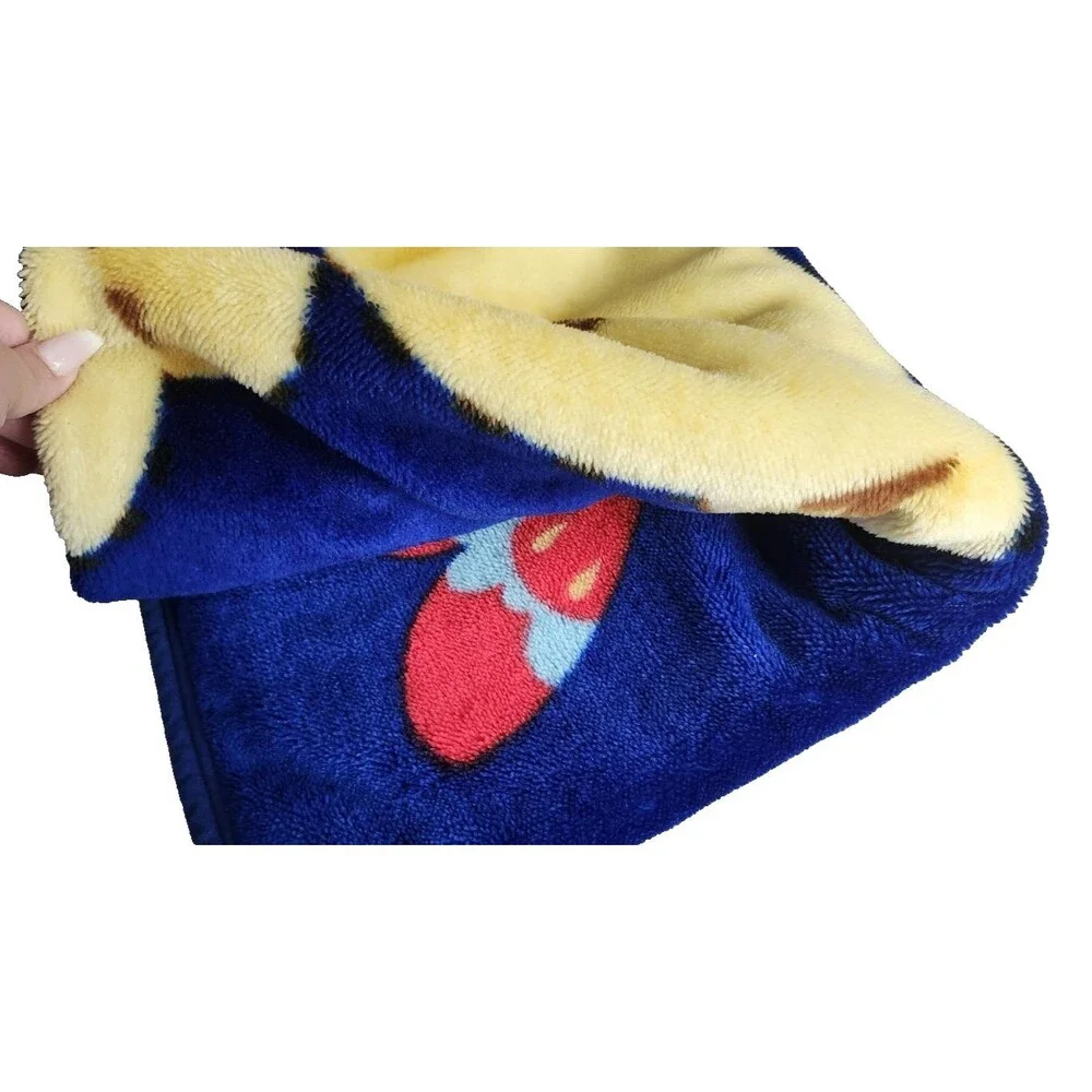 Vintage Baby Blanket Teddy Bear‎ & Butterfly Mink Plush Blue 40' x 55' RARE